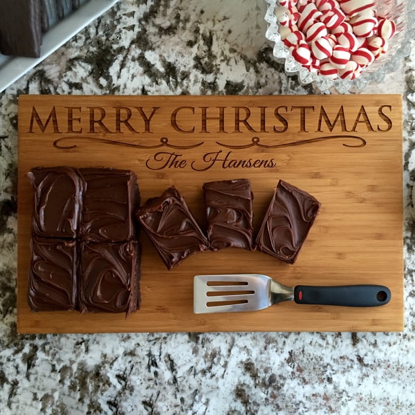 Personalized 11x17 Christmas Bamboo Cutting Boards Hansen Merry