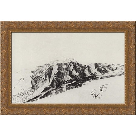 Landscape 24x20 Gold Ornate Wood Framed Canvas Art by Petrov Vodkin, Kuzma