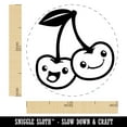 thumbnail image 2 of Couple of Cute and Kawaii Cherry Buddies Cherries Self-Inking Rubber Stamp Ink Stamper - Fuchsia Ink - Medium 1 Inch, 2 of 7