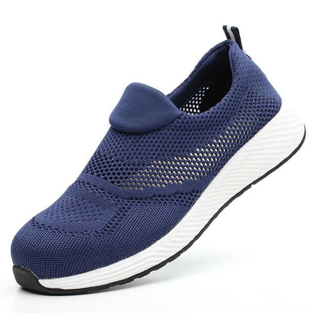 Zapatillas de trabajo ligeras de malla de verano, zapatos de seguridad con punta de acero para hombres y mujeres, zapatos de construcción transpirables, botas de trabajo, calzado