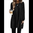 thumbnail image 1 of Camisas de Larga para Mujer Suéteres Largos con Bolsillos Tops Tipo Túnica Corte Holgado Negro XL, 1 of 8