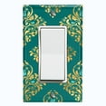 thumbnail image 1 of Metal Light Switch Plate Cover Elegant Green Yellow Damask DAM088, 1 of 13