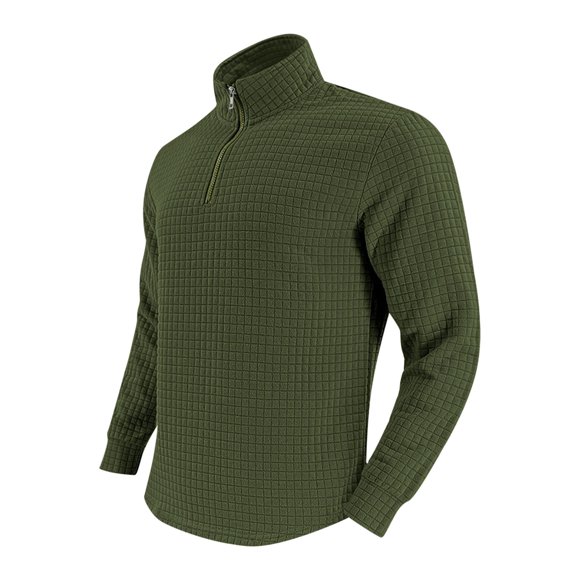 Blusa y camisa de manga larga con cuello alto para hombre, color liso, informal, a la moda, con cremallera, cuello alto, manga larga, poliéster