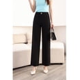 thumbnail image 3 of Pantalones Rectos Nuevos de Primavera y Verano para Mujer, Pantalones Sueltos Negros, Pantalones de Pierna Ancha con Cintura Elástica, Pantalones Casuales para Mujer, 3 of 8