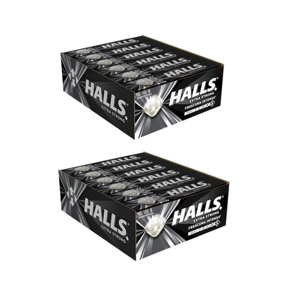 Drops Halls Extra Forte Brasileiro  Halls Preto  Extra Strong Black  Pack 2x21 Drops, 27.5g Each