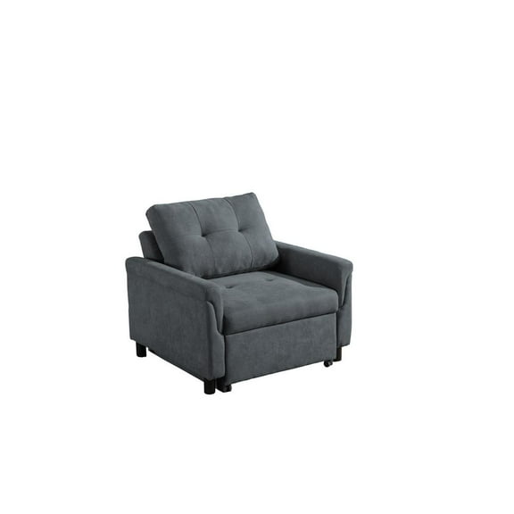 Hannah Dark Gray Woven Fabric Convertible Armchair Bed