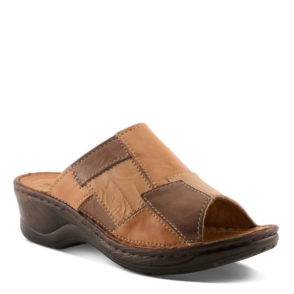 Spring Step Nivara Women’s Leather Slide Sandal Soft Insole & Supportive Wedge