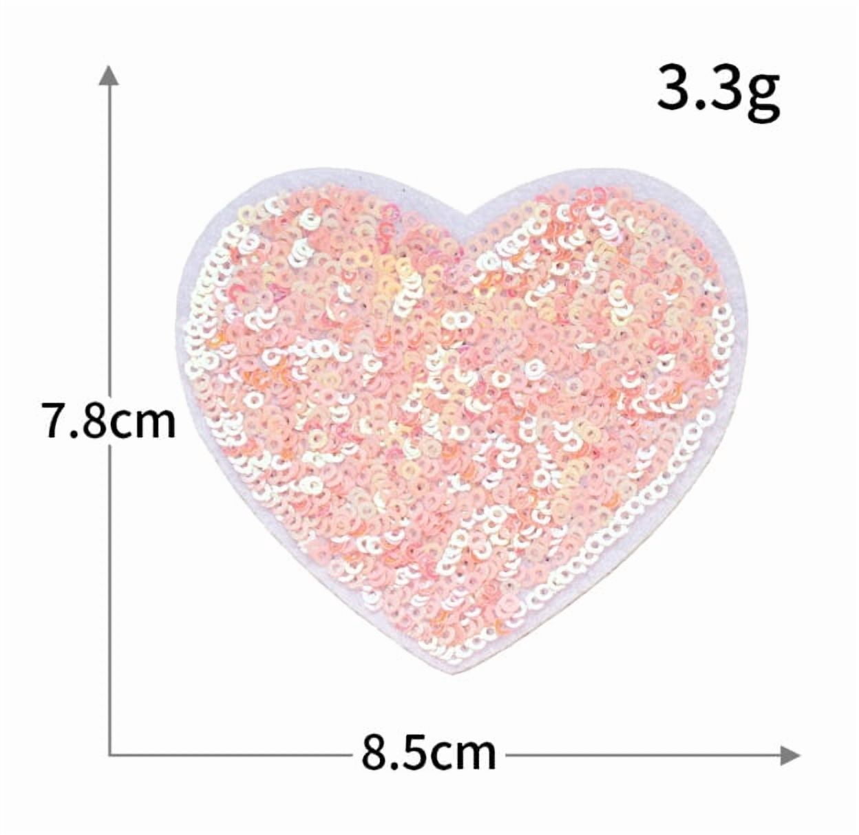Colorful Sequin Love Heart-Shaped Embroidered Patches for Clothes, Shoes, and Bags - Peach Heart Series