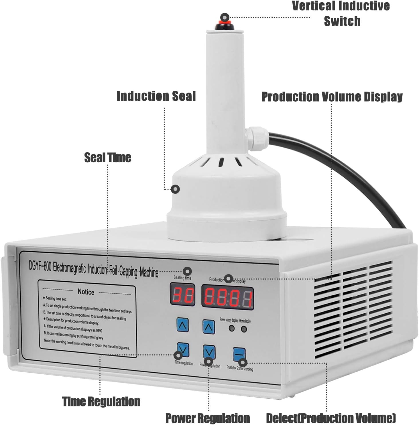 Portable Handheld Induction Sealer 20mm-100mm 110V Induction Sealing Machine White Bottle Cap Sealing Machine