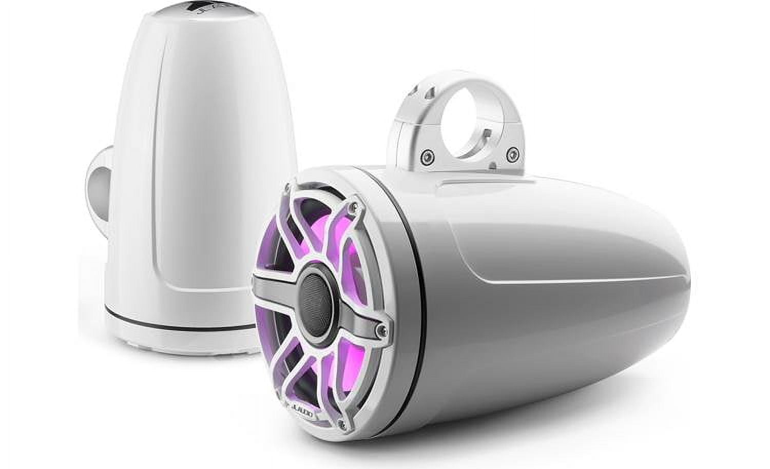 JL Audio M6 8.8in Enclosed Tower Speakers White Sport Grill with RGB LED