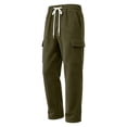 thumbnail image 6 of SeCaotees Multi‑Pocket Straight Leg Cargo Pants for Men Drawstring Waist Relaxed Fit Lightweight Fabric Urban Daily Casual Trousers Army Green,L, 6 of 10