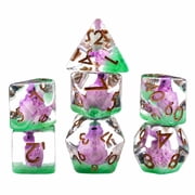 Transparent Resin Dinosaur Egg Polyhedral Dice Set – 7-Piece RPG DND MTG Tabletop Dice with Collectible Theme