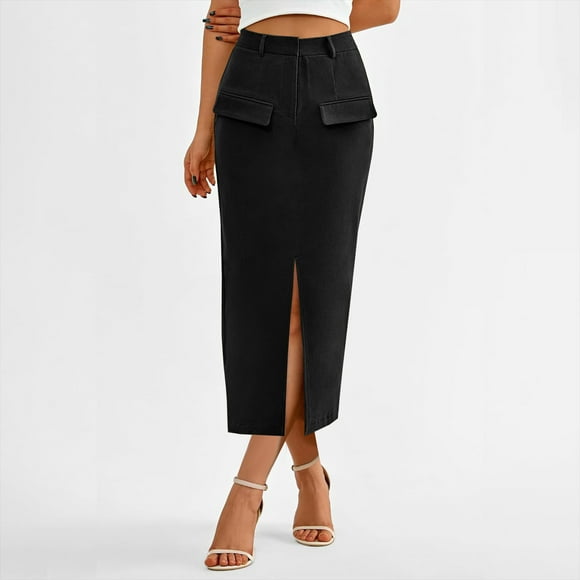 Up to 50% off Miqool Women's Bodycon Pencil Skirt Dressy Casual Business Work Office High Waisted Stretch Long Suit Skirt with Front Slit