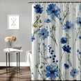 thumbnail image 2 of Chilfamy  Watercolor Flower Stall Shower Curtain, Wildflowers and Cornflowers Daisies Blooms Flower Buds Art, Fabric Bathroom Decor Set with Hooks, Green Marigold White, 2 of 7