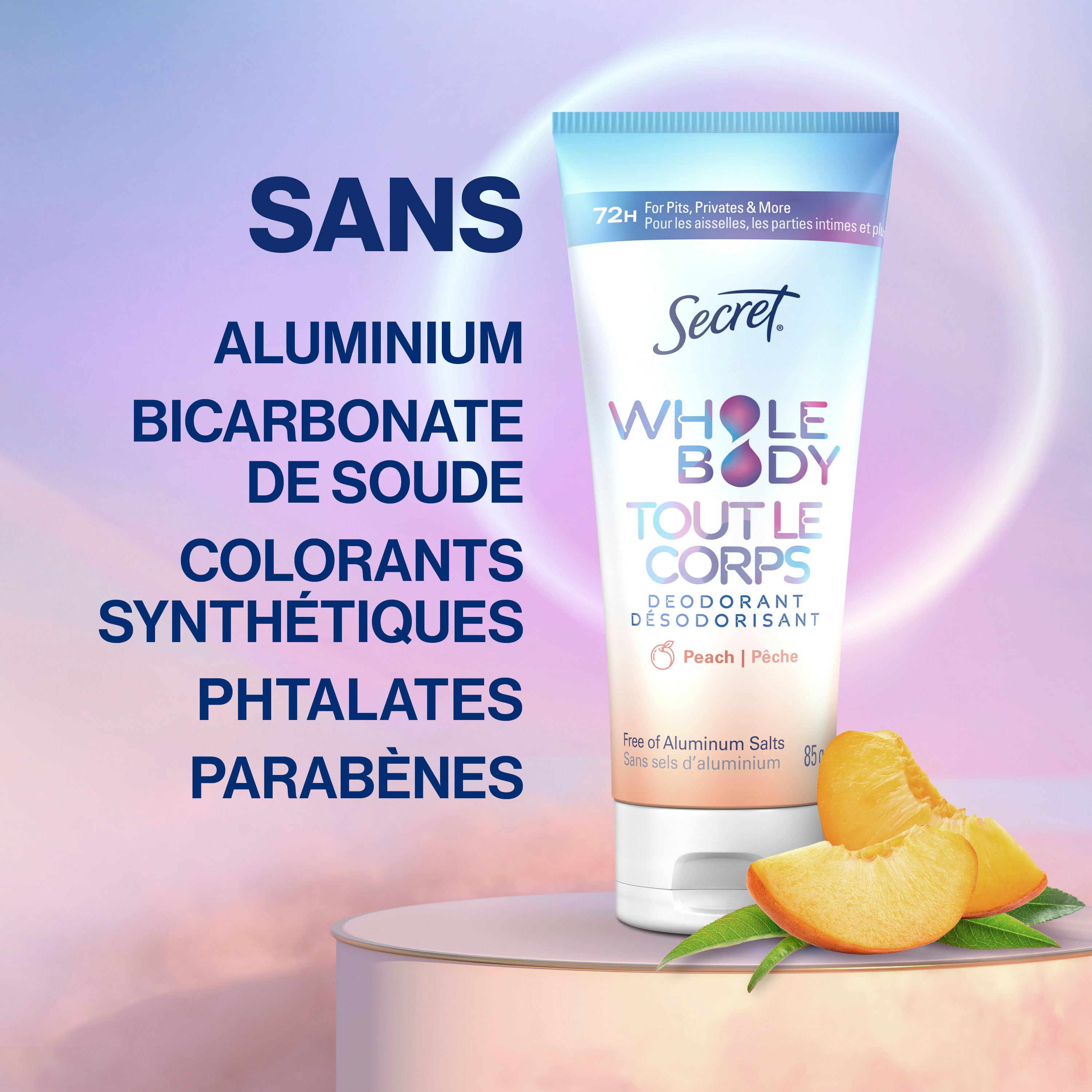 Secret Whole Body Aluminum Free Deodorant Invisible Cream Peach & Vanilla