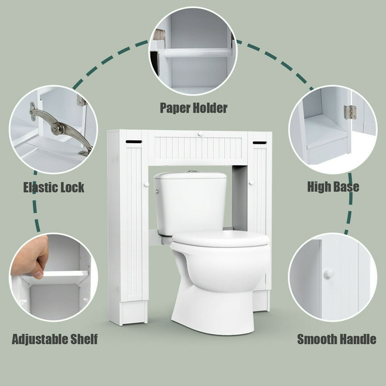 Costway wooden over the toilet storage cabinet drop door spacesaver bathroom white online