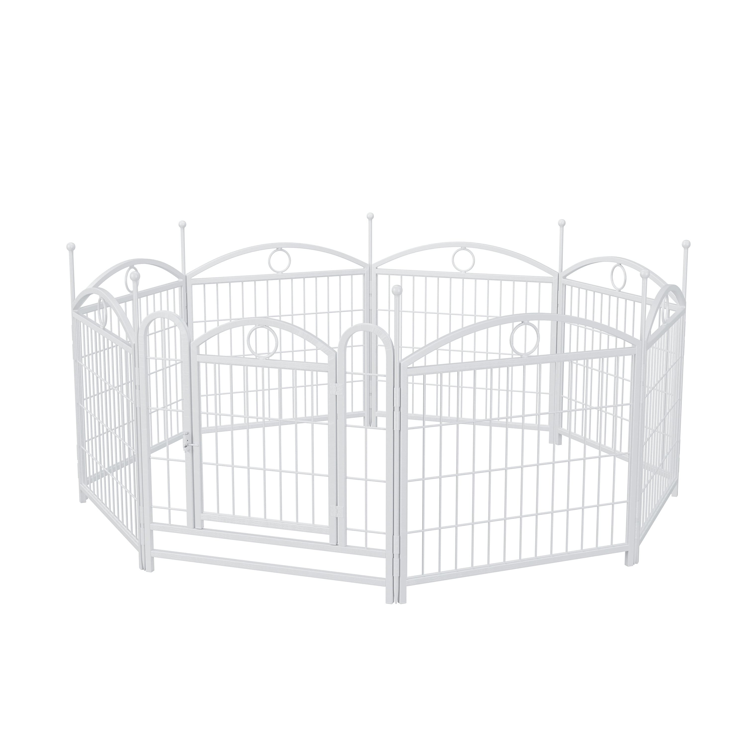 Dog Playpen Indoor 24 inch 8 Panels Metal Dog Pen Pet Dog Fence Outdoor Exercise Pen with Doors, Dog Fence Puppy Pen for Large Medium Small Dogs Indoor Outdoor Foldable Pet Exercise Pen