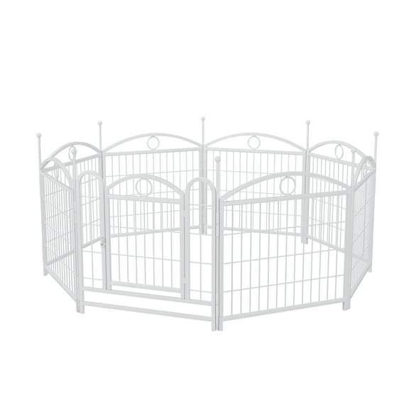 Zephypaws 24" Dog Playpen, 8-Panel Foldable Metal Exercise Pen with Door – Indoor/Outdoor Heavy Duty Puppy Fence, Portable Pet Playpen for Small, Medium & Large Dogs, White