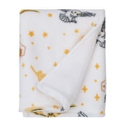 Warner Brothers Harry Potter White, Gold, and Tan Sherpa Baby Blanket
