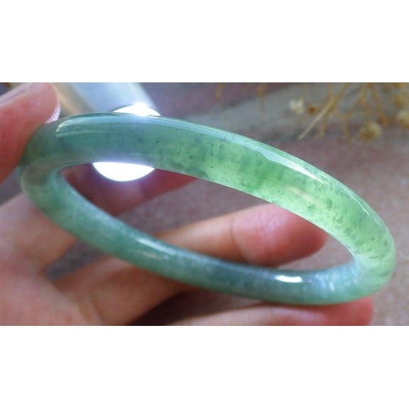 Icy Green Natural A JADE Jadeite Circle Bangle Bracelet 58 mm 683896 TN