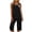 Black, variant on 2Piece Womens Pajamas Sets Sleeveless Ruched Neck Tank Tops Capri Pant Summer Sleepwear(Light Blue/XL)
