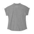 thumbnail image 6 of ZACPNCV Summer Girls Shirts Kids Tops Lapel V Neck Button Down Shirt Loose Fit Dressy Casual Blouses Tee Gray 9-10 Years, 6 of 9