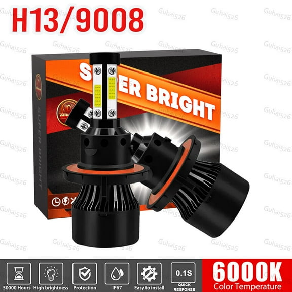 4-Sides H13 9008 LED Headlight Bulb for Ford F-150 2004-2014 High Low Beam 6000K