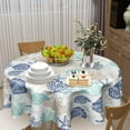 thumbnail image 6 of Summer Nautical Coastal Tablecloth Round 60 Inch, Beach Starfish Coral Seashell Print Polyester Circle Table Cloth Wrinkle Stain Resistant Washable Table Cover for Kitchen Dining Room Party Picnic, 6 of 6