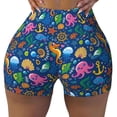 thumbnail image 2 of Uemuo Sea Fish Pattern Women Workout Impact Shorts Scrunch Butt Lifting Gym Shorts Seamless Booty Biker Shorts-Small, 2 of 8
