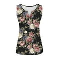thumbnail image 4 of up to 60% off Gifts Usmixi Womens Tank Tops Beach Fashion Button Down Slim Fit Breathable Tunic Vest Shirts Summer Trendy Floral Print V-Neck Sleeveless Shirts Blouse Black s, 4 of 5