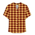 thumbnail image 4 of Ltctricy Women's Button down Shirts Trendy Plaid Short Sleeve V Neck Casual Loose Blouses Summer Tunic Tops, 4 of 5