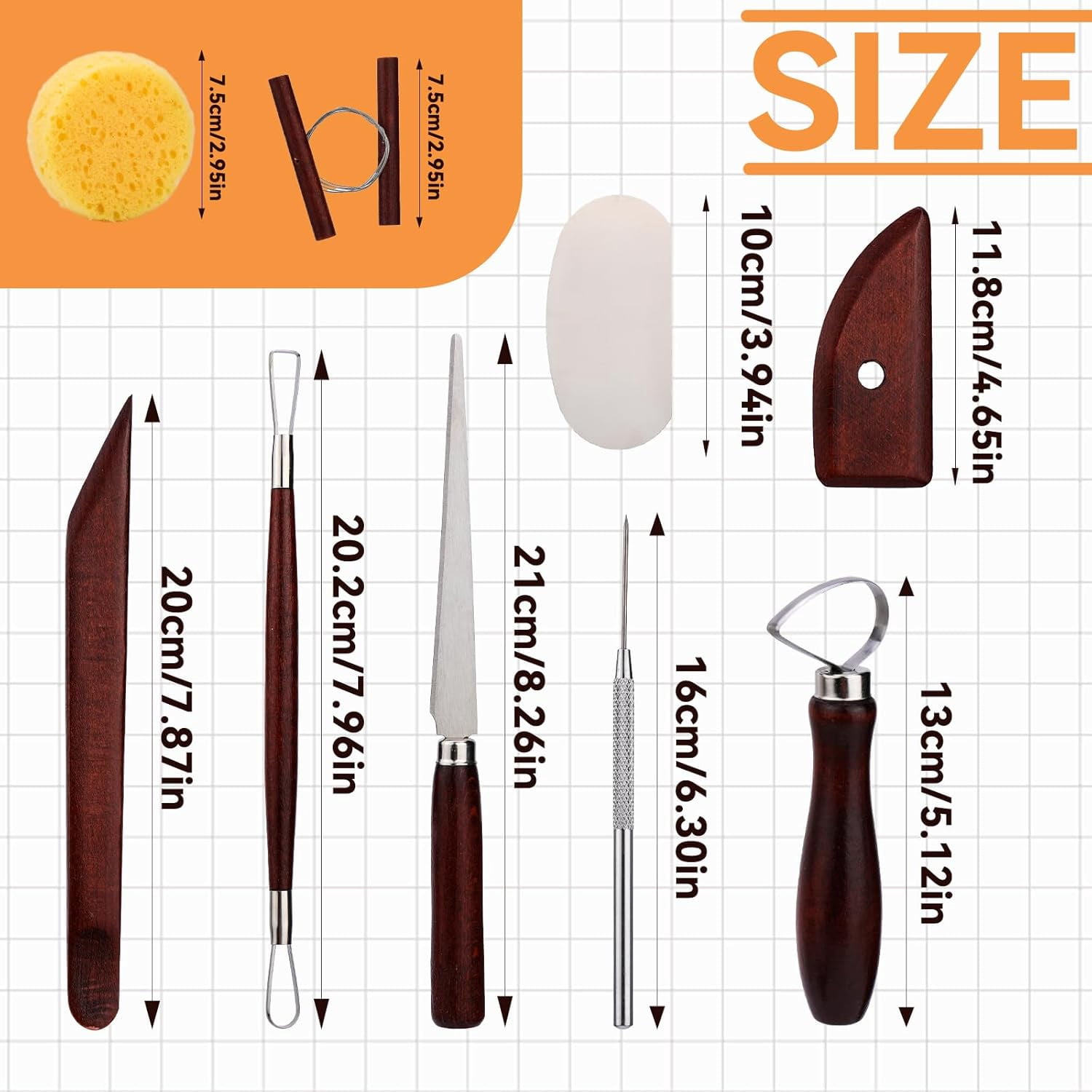 Pottery Tools Kit, Clay Set, Ceramic Tool and Supplies with Cutting, Modeling, Trimming for Smoothing, Cleaning, Carving