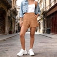 thumbnail image 4 of Bermuda Shorts for Women High Waisted Linen Dressy Casual Pleated Wide Leg Summer Shorts with Elastic Waist Orange 2XL, 4 of 6