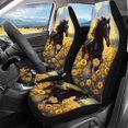 thumbnail image 3 of Uourmeti Car Seat Covers Easy to Install Polyester Fabric, Compatible with Automotive Seats Sedan Seats, for Truck Sedans, Black Horse Sunflower Print, 3 of 10