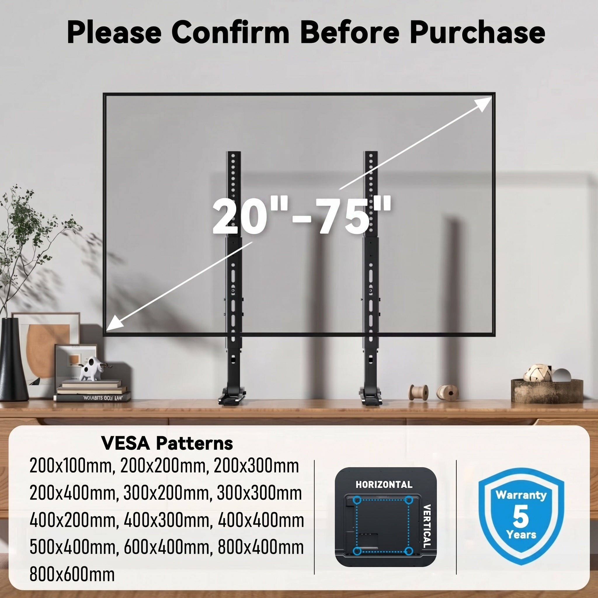 MountFTV Universal Tabletop TV Stand for 20-75 Inch TVs photo 2