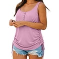thumbnail image 4 of Uootdi Camisoles Henley pour Femmes Grande Taille Col Rond Sans Manches Cordon Latéral Style Décontracté Quotidien Doux Extensible Coupe Ample Camisoles Cadeau, 4 of 4