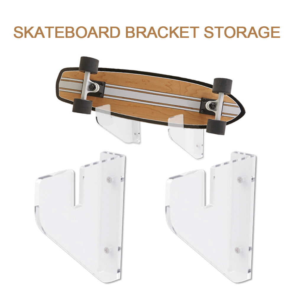 YYST 3-Point Skateboard Wall Mount 3-Point Mounting System Skateboard Longboard Wall Hanger Storage Rack Vertical Design No Board