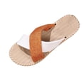 thumbnail image 3 of Tqyyweavej Women's Oversized Flatform Sandals Open Toe Beach VacationWoven Sandals Color Block Cross Dressy Sandals Gifts for Women, 3 of 7