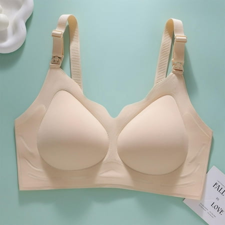 Nexjvus Nursing Bras Wirefree Button Thin Breathable Gathering Bra Fashion Bra Size S-XXL