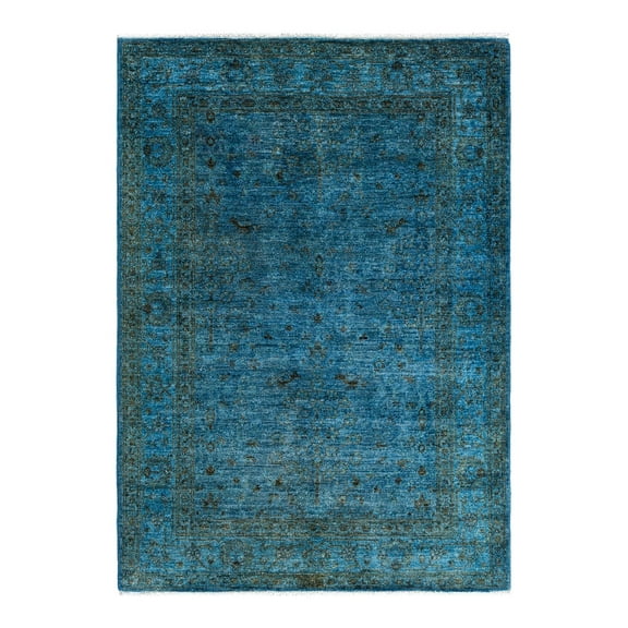 Vibrance One-of-a-Kind Hand-Knotted Area Rug - Blue, 4' 2" x 5' 10"