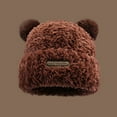 thumbnail image 5 of Fashion Casual Cute Bear Ear Autumn Winter Ear Protection Women Bonnet Caps Beanie Hat Plush Hat Skullcap PINK, 5 of 8