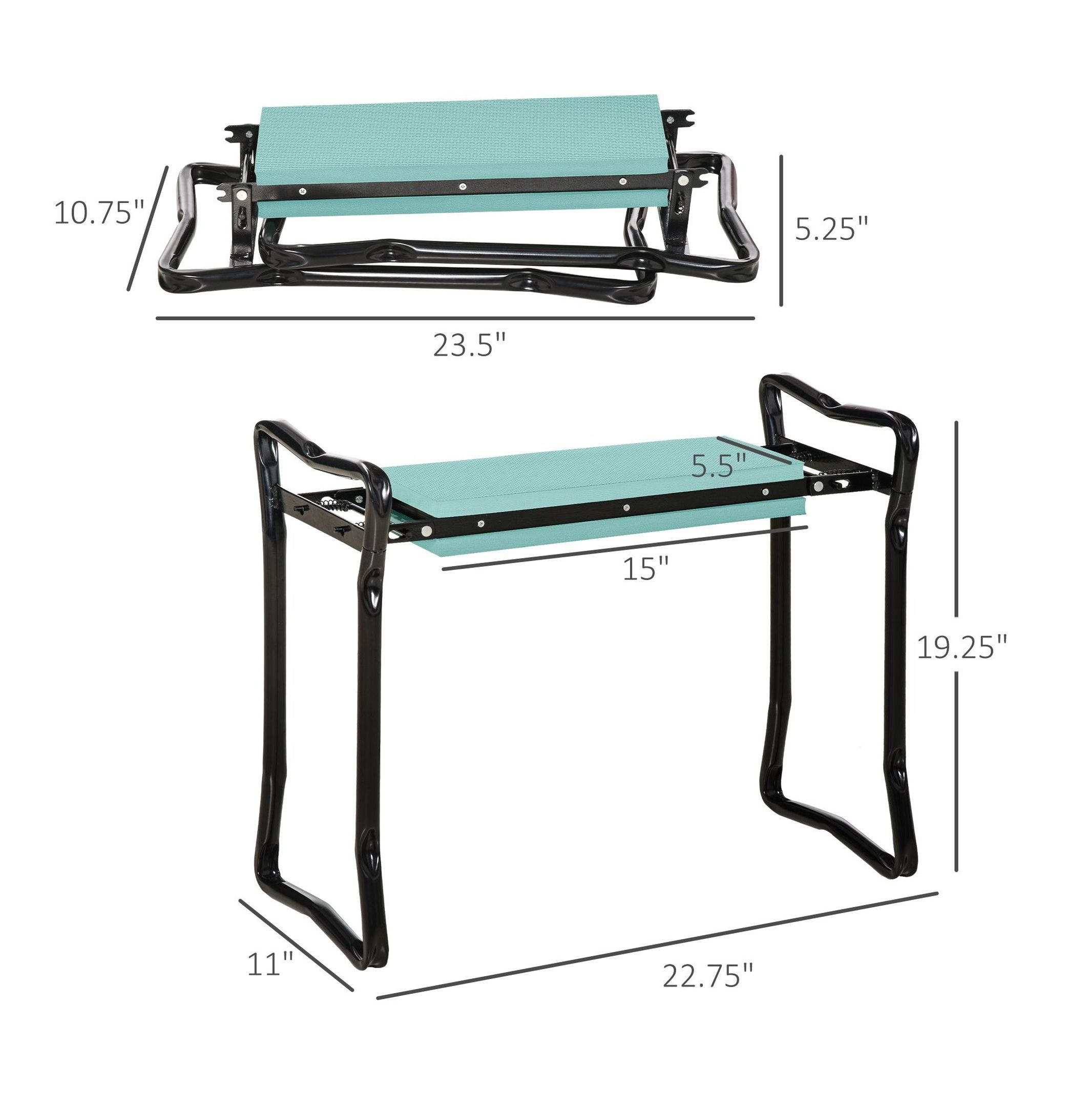 Garden Kneeler and Seat Bench - Padded Folding Stool for Planting