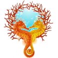thumbnail image 2 of Seahorse Love Frame Wall Decal by Wallmonkeys Peel and Stick Graphic (36 in H x 31 in W) WM350708, 2 of 4