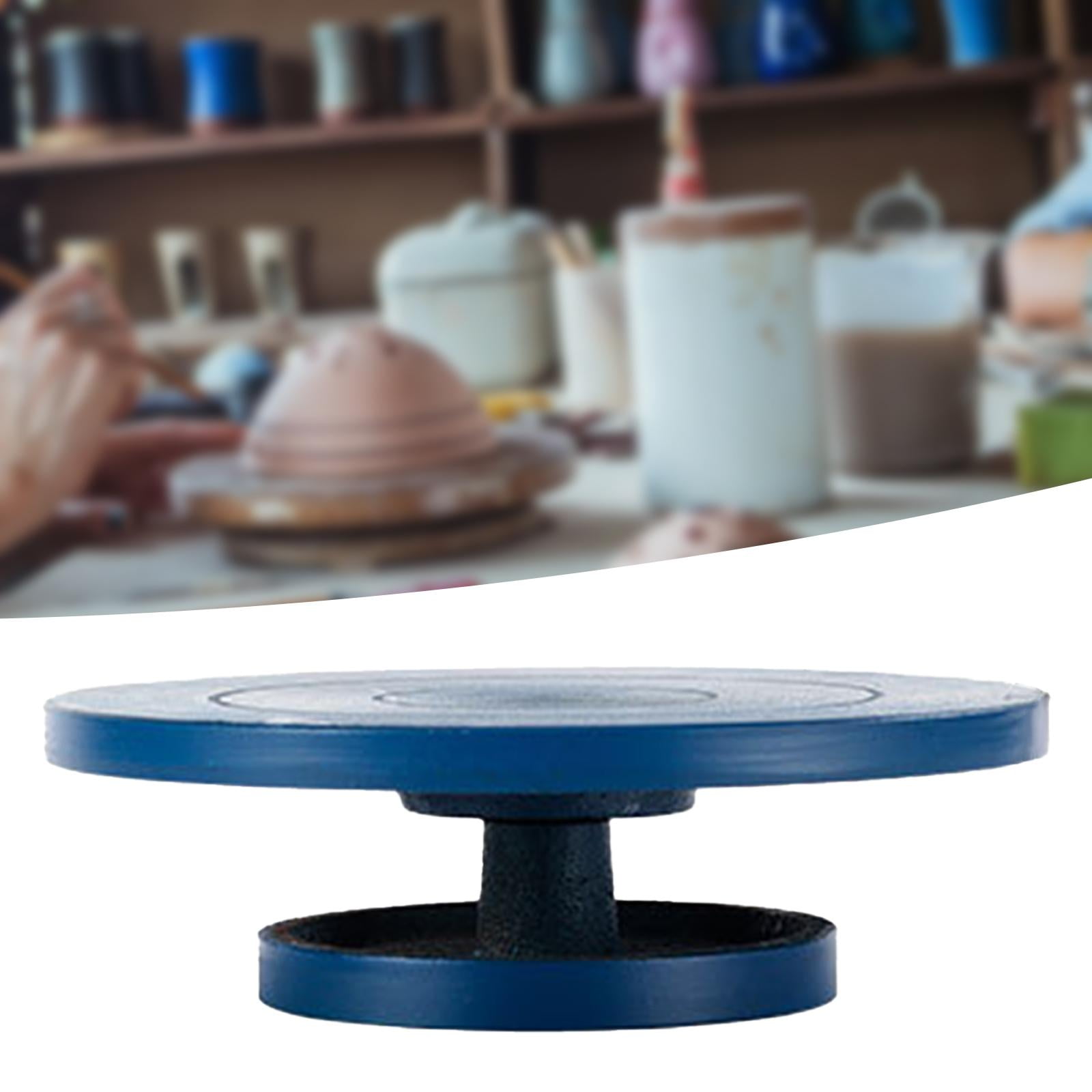 Pottery Banding Wheel Sculpting Wheel Rotating Table Pottery Tool Accessory Metal Construction with Ball Bearing for Clay Modeling Sculpture Blue 17cm