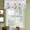 thumbnail image 3 of Spring Floral Curtain Valances for Windows, Kitchen Valance Window Treatments Panel 2 Pack, Pastoral Colorful Summer Botanical Tulip Rod Pocket Short Curtains for Bathroom Bedroom 42 x 12 Inch, 3 of 8