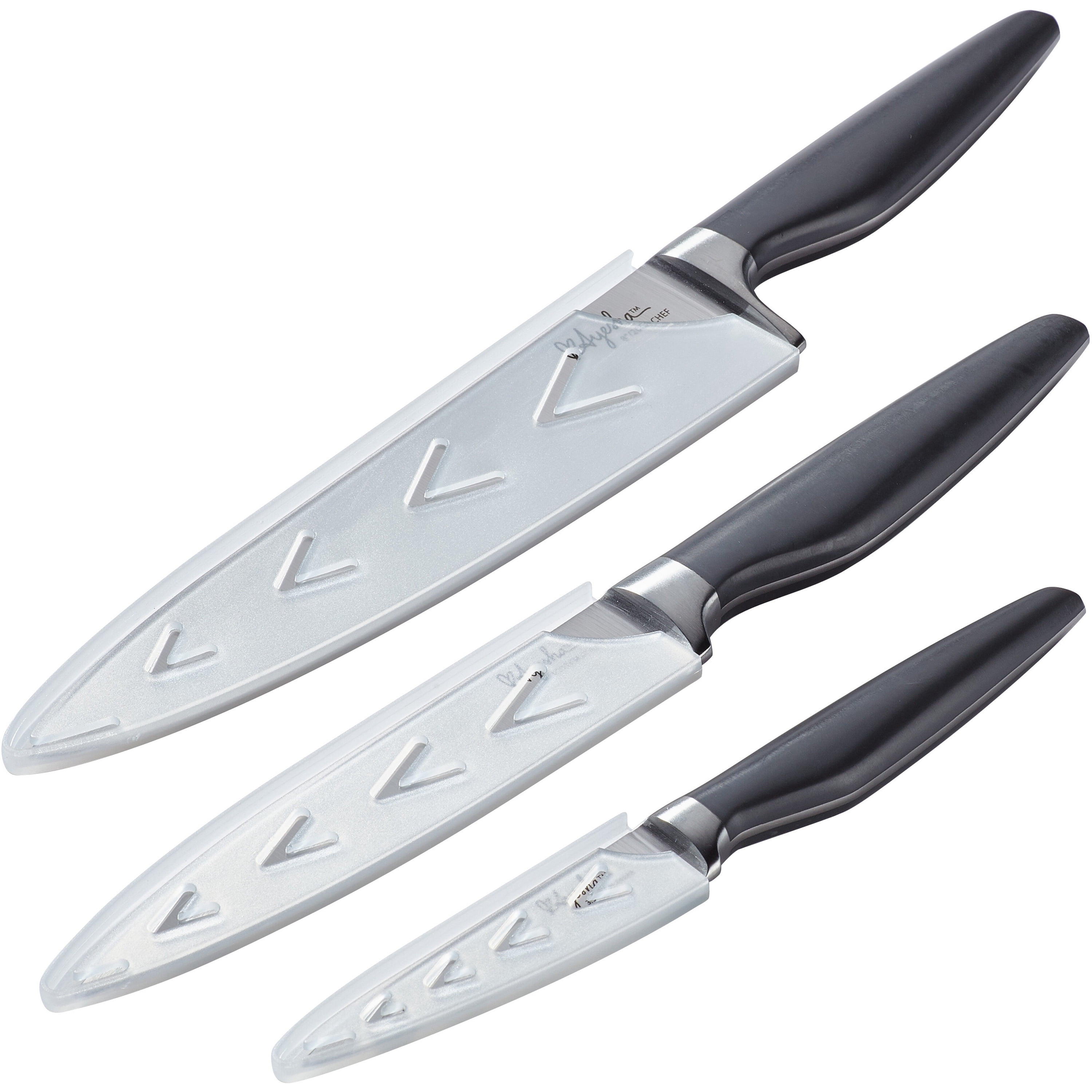 Ayesha Curry 3-Piece Japanese Steel Cooking Knife Set, Charcoal Gray