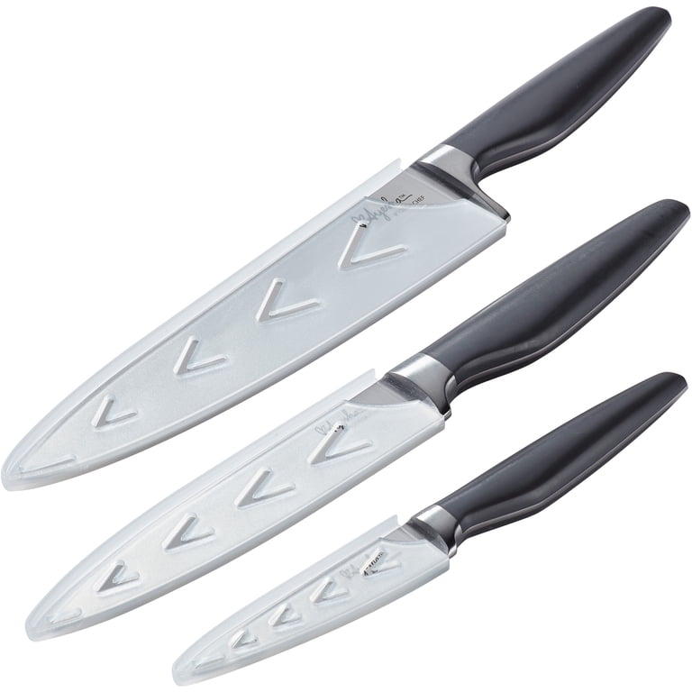 Ayesha Curry 3-Piece Japanese Steel Cooking Knife Set, Charcoal