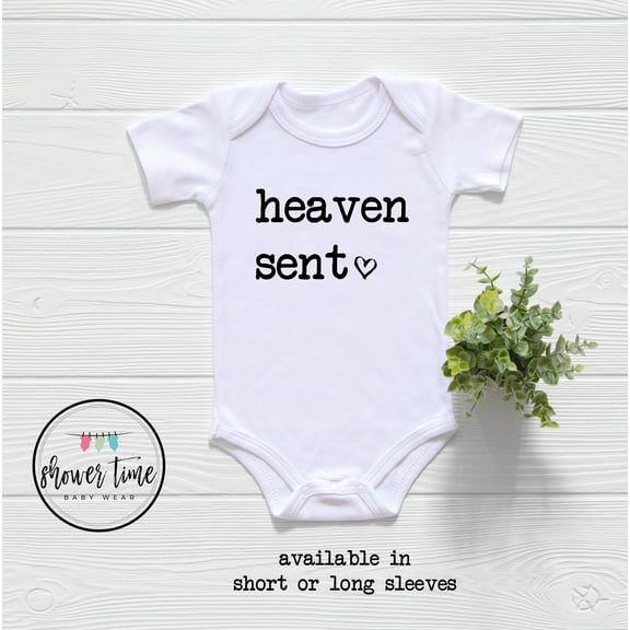 Heaven Sent Baby Onesie - Ivf Baby - Rainbow Baby Onesie - Natural Religious Onesie Cool Baby Clothing, BABY BODYSUIT LAT 4424