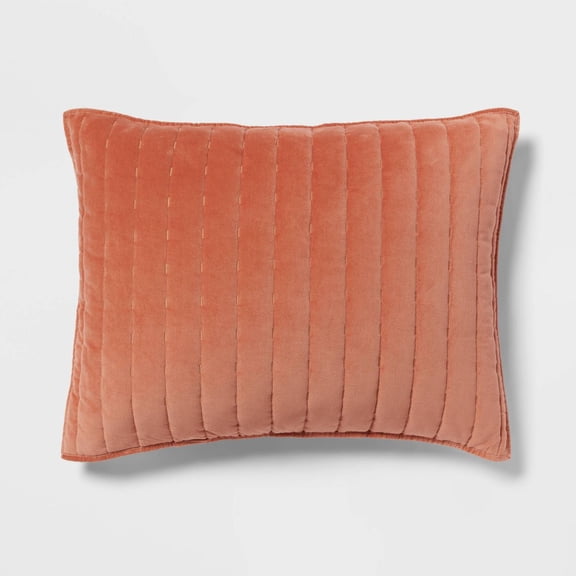 Channel Stitch Velvet Quilt Sham - Cotton Backing, OEKO-TEX Certified, No Flange