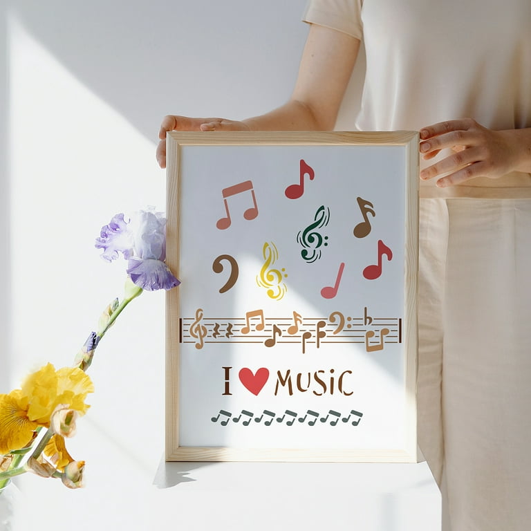 1pc Music Note Plastic Stencil Heart Shape Templates Drawing